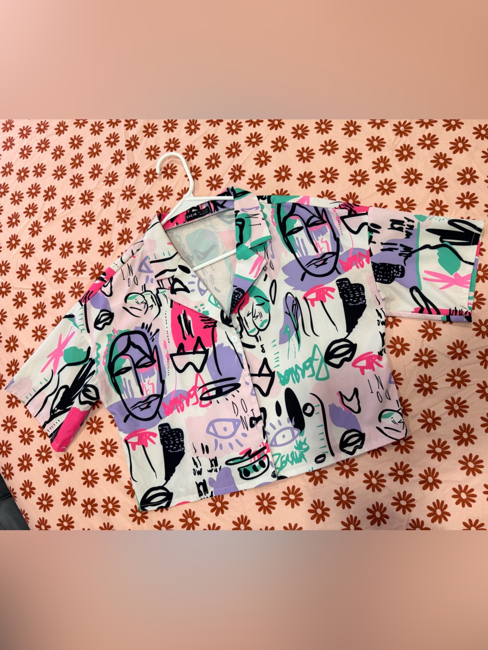 Kids Abstract Scribble Print Leggings — Pink, Purple & Mint